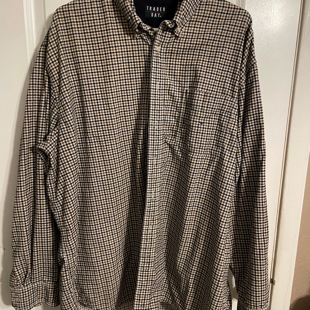 Trader Bay Men’s Button Down Plaid Shirt